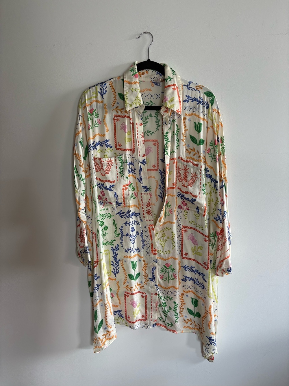 Corey Lynn Calter White Swim Coverup with Multicolor Floral Print